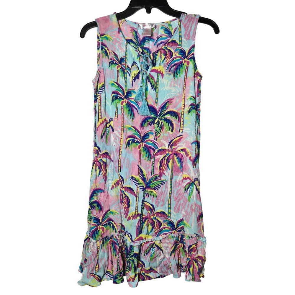 Stella Parker Multicolor Palm Tree Sleeveless Mini Dress‎ Medium Beach Resort